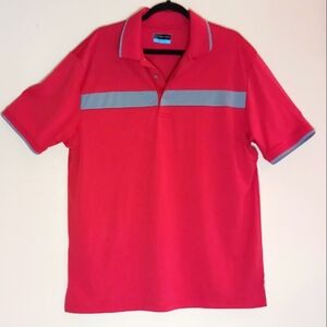 PGA Tour Red Polo Shirt with Gray Stripe